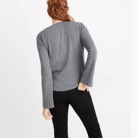 Madewell Top Heathered Thermal Henley Tee Long Sleeve Gray XL - Picture 3 of 12